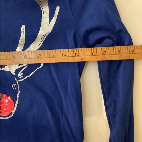 Rudolph Mini Boden sequin flip red Nose Reindeer Holiday Shirt size 12 - Picture 7 of 7